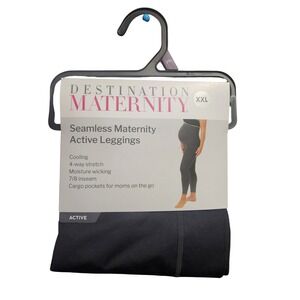Destination Maternity Seamless Active Leggings Black XXL Cargo Pockets